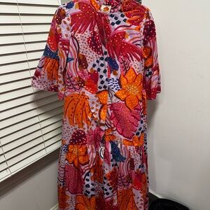 FARM Rio Pink and Orange Tropical Maxi Dress